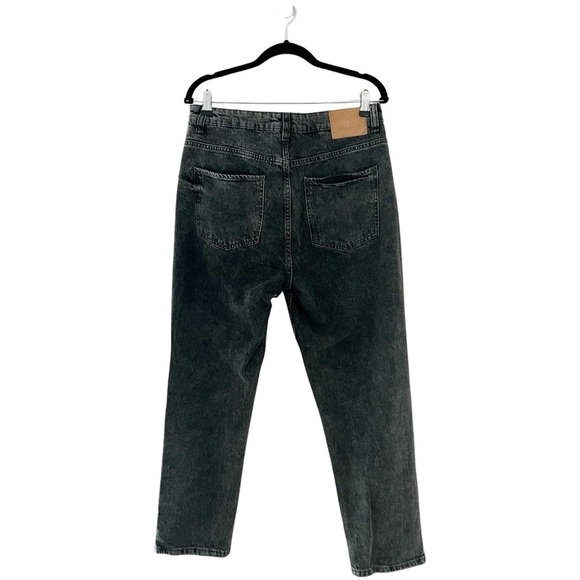 ZARA High Waist Relaxed Wide Leg Washed Black Denim Pants Sz 12 - Picture 4 of 5